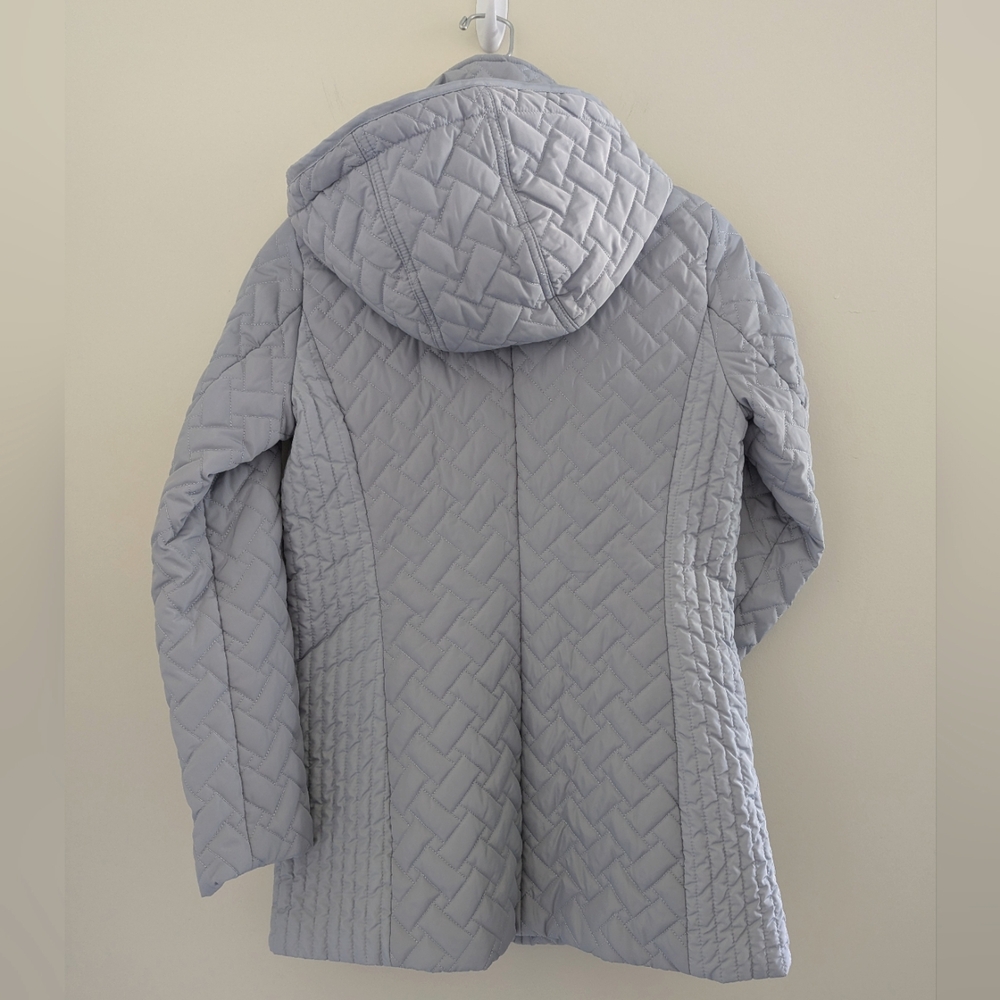 COLE HAAN Signature Quilted Hooded Jacket WOMEN'S S Small Outdoor Sky Blue MINT - Picture 10 of 15